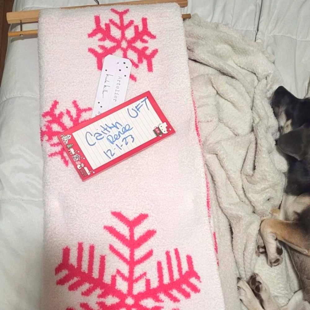 Nicole miller pink snowflake blanket